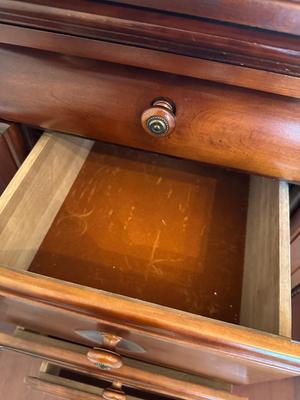 Cherry Finish Lighted China Cabinet with Glass Doors