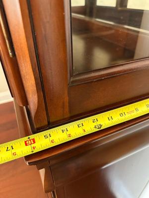 Cherry Finish Lighted China Cabinet with Glass Doors