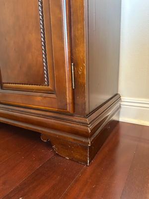 Cherry Finish Lighted China Cabinet with Glass Doors