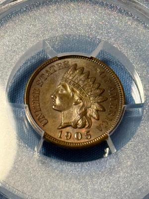 PCGS CERTIFIED 1905 MS63 BROWN INDIAN HEAD CENT AS PICTURED.