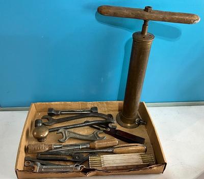 Vintage Tools & Brass Air Pump