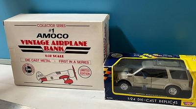 Die-Cast Ford Expedition replica w/Di-Cast Amoco Vintage Airplane Bank
