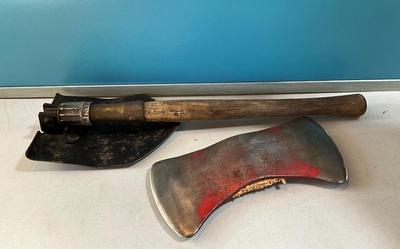 Vintage Military FoxHole shovel and Double Axel