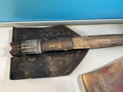 Vintage Military FoxHole shovel and Double Axel