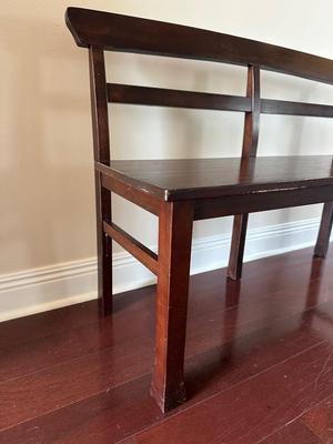 Wooden Bench with Slatted Back