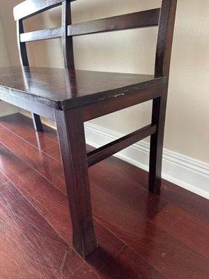 Wooden Bench with Slatted Back