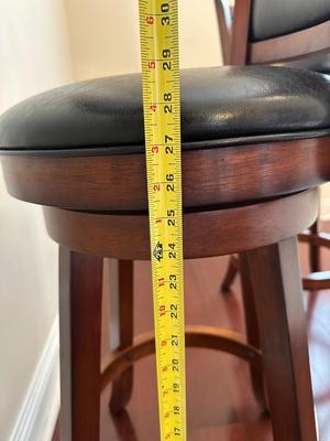 Pair of Swivel Bar Height Stools with Upholstered Seats