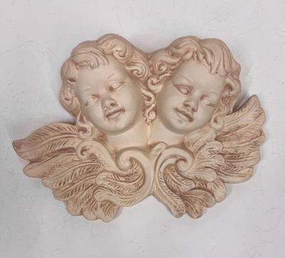 Vintage Angels Cherubs Frieze Bisque Plaster Plaque 24" Wall Hanging