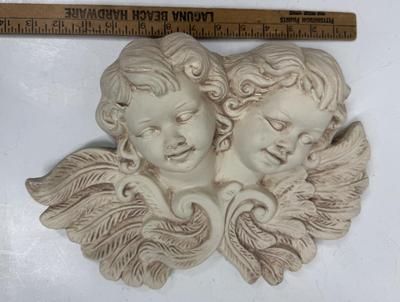 Vintage Angels Cherubs Frieze Bisque Plaster Plaque 24" Wall Hanging