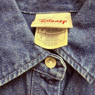 Vintage Blue Denim Button-up Top with Embroidered 7 Dwarves Disney Store tag size S small