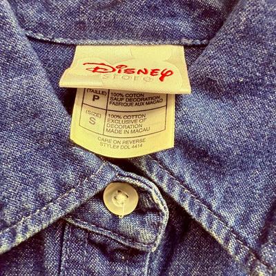Vintage Blue Denim Button-up Top with Embroidered 7 Dwarves Disney Store tag size S small