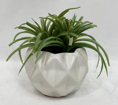 Artificial Plant in White Geometric Planter Pot 5” high