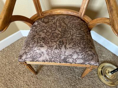 YOKE BACK ACCENT CHAIR AND A FLOOR LAMP