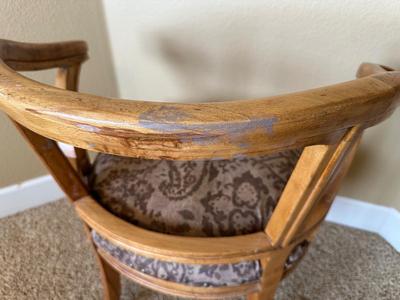 YOKE BACK ACCENT CHAIR AND A FLOOR LAMP
