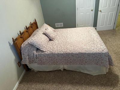 QUEEN CLEAN CLASSIC REST MATTRESS SET WITH HEADBOARD AND FRAME PLUS BEDDING
