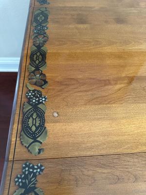 Ethan Allen Drop-Leaf Tea Cart with Floral Inlay