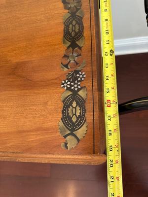 Ethan Allen Drop-Leaf Tea Cart with Floral Inlay