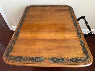 Ethan Allen Drop-Leaf Tea Cart with Floral Inlay