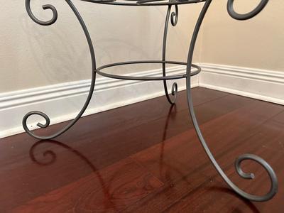 Round Glass-Top Metal Accent Table
