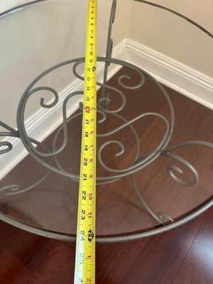 Round Glass-Top Metal Accent Table