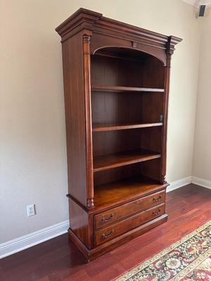 Hekman Wooden Bookcase with Drawers & Touch Lighting