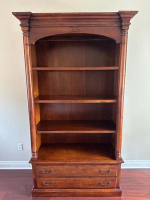 Hekman Wooden Bookcase with Drawers & Touch Lighting