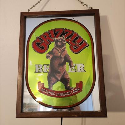 Grizzly Beer Canadian Beer Lighted Sign Bar sign man Cave
