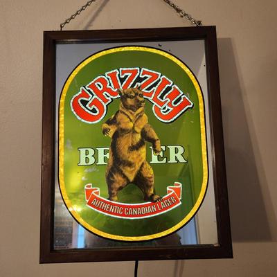 Grizzly Beer Canadian Beer Lighted Sign Bar sign man Cave