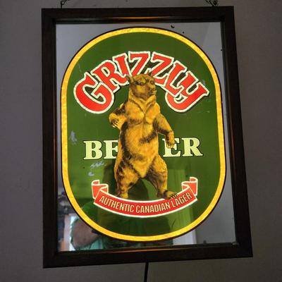 Grizzly Beer Canadian Beer Lighted Sign Bar sign man Cave