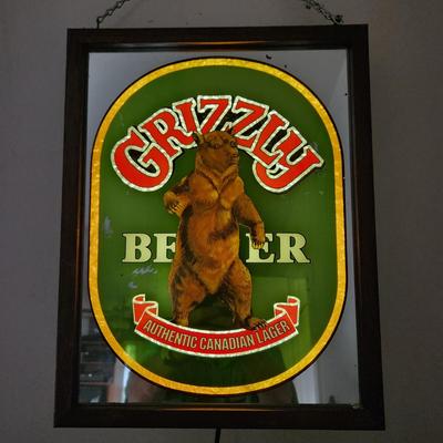 Grizzly Beer Canadian Beer Lighted Sign Bar sign man Cave