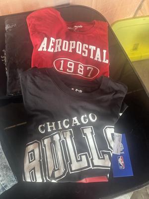 MEN'S LARGE SHIRTS AND 34" SHORTS