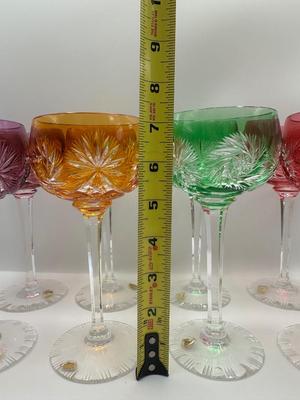 Vintage Multi-Color Cut Crystal Wine Glass - Set of 8