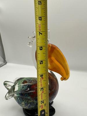 Colorful Art Glass Pelican Sculpture
