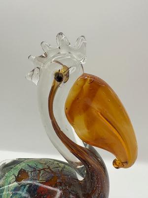 Colorful Art Glass Pelican Sculpture
