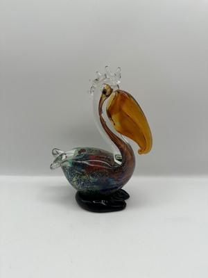 Colorful Art Glass Pelican Sculpture