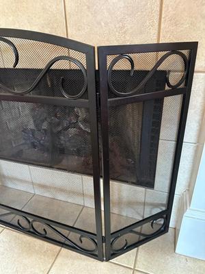 Black Metal 3-Panel Fireplace Screen