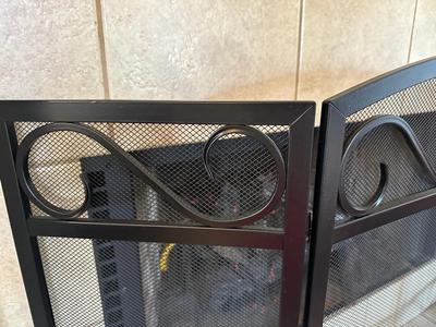 Black Metal 3-Panel Fireplace Screen