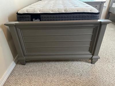 Gray Twin Bed with Nightstand & Sealy Mattress