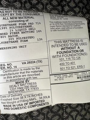 Gray Twin Bed with Nightstand & Sealy Mattress