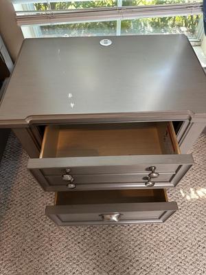 Gray Twin Bed with Nightstand & Sealy Mattress