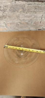 Sale Photo Thumbnail #114: Gorgeous Lariet Etched Platter, Pretty Etched Cake Stand, 6 Crystal Sherbets +1 that has a little rim chip and a couple pretty pieces of pottery.