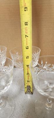 Sale Photo Thumbnail #119: Gorgeous Lariet Etched Platter, Pretty Etched Cake Stand, 6 Crystal Sherbets +1 that has a little rim chip and a couple pretty pieces of pottery.