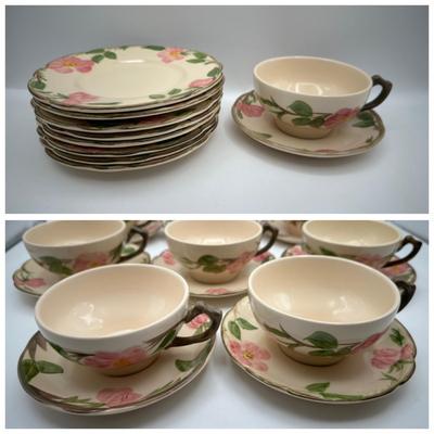Franciscan Desert Rose — Dessert Plates, Cups & Saucer