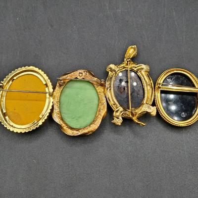 LOT 2J: Vintage Brooches and Pair of Earrings