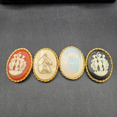LOT 2J: Vintage Brooches and Pair of Earrings