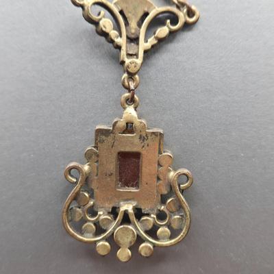 LOT 10J: Unique Vintage 16 Inch Intaglio Necklace and Matching Earrings