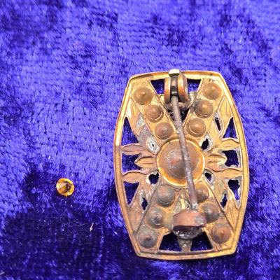 LOT 12J: Italian Mosaic Brooch & Necklace, Enamel Brooch, Czechoslovakian Brooch, and More