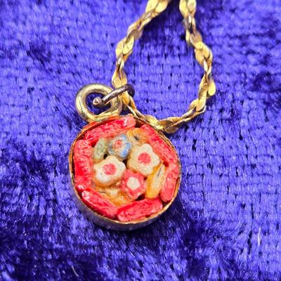 LOT 12J: Italian Mosaic Brooch & Necklace, Enamel Brooch, Czechoslovakian Brooch, and More