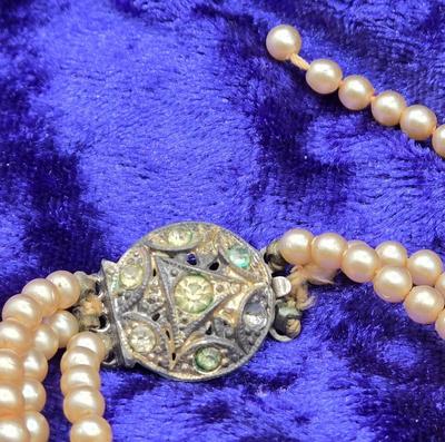 LOT 15J: Assorted Faux Pearl Necklaces, Vintage Pearl Bracelet, and Earrings