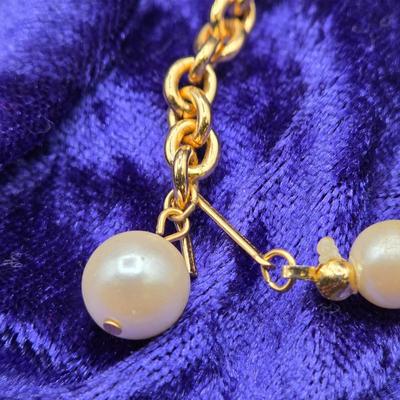 LOT 15J: Assorted Faux Pearl Necklaces, Vintage Pearl Bracelet, and Earrings